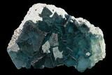 Cubic, Blue-Green Fluorite Crystals on Quartz - China #132770-1